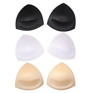 3 Paia Inserti di Reggiseno Rimovibile Bra Imbottiture da Sport Reggiseno di Costume da Bagno Coppette Imbottiture per Costume da Bagno Bikini Senza Spalline Abiti sportivo, Bianco, Nero, Beige