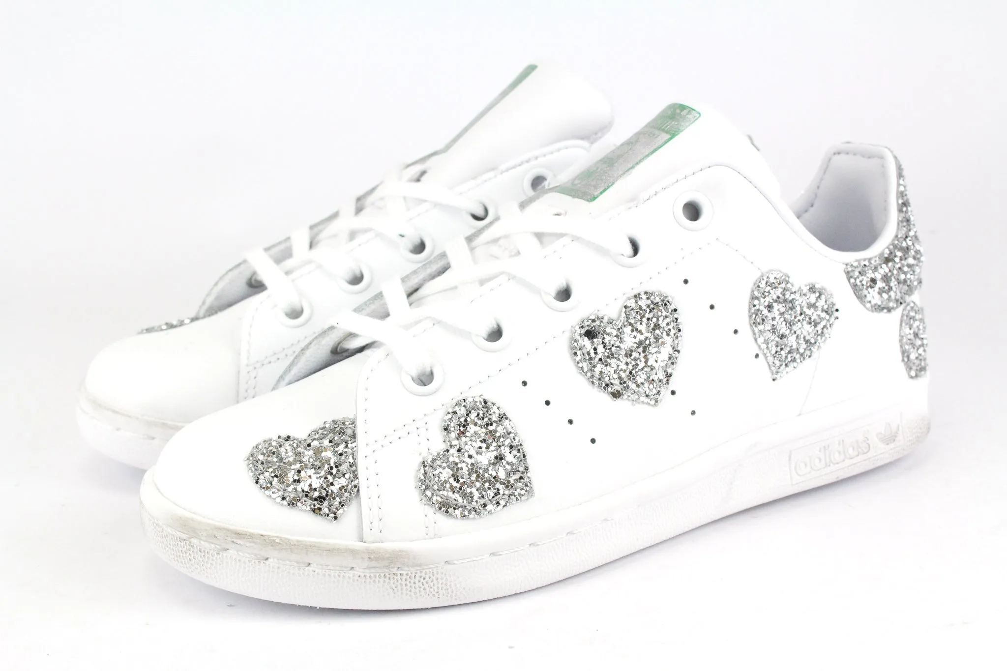 Adidas Stan Smith J Cuori Silver Glitter