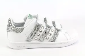 Adidas Stan Smith J Silver Glitter & Strass