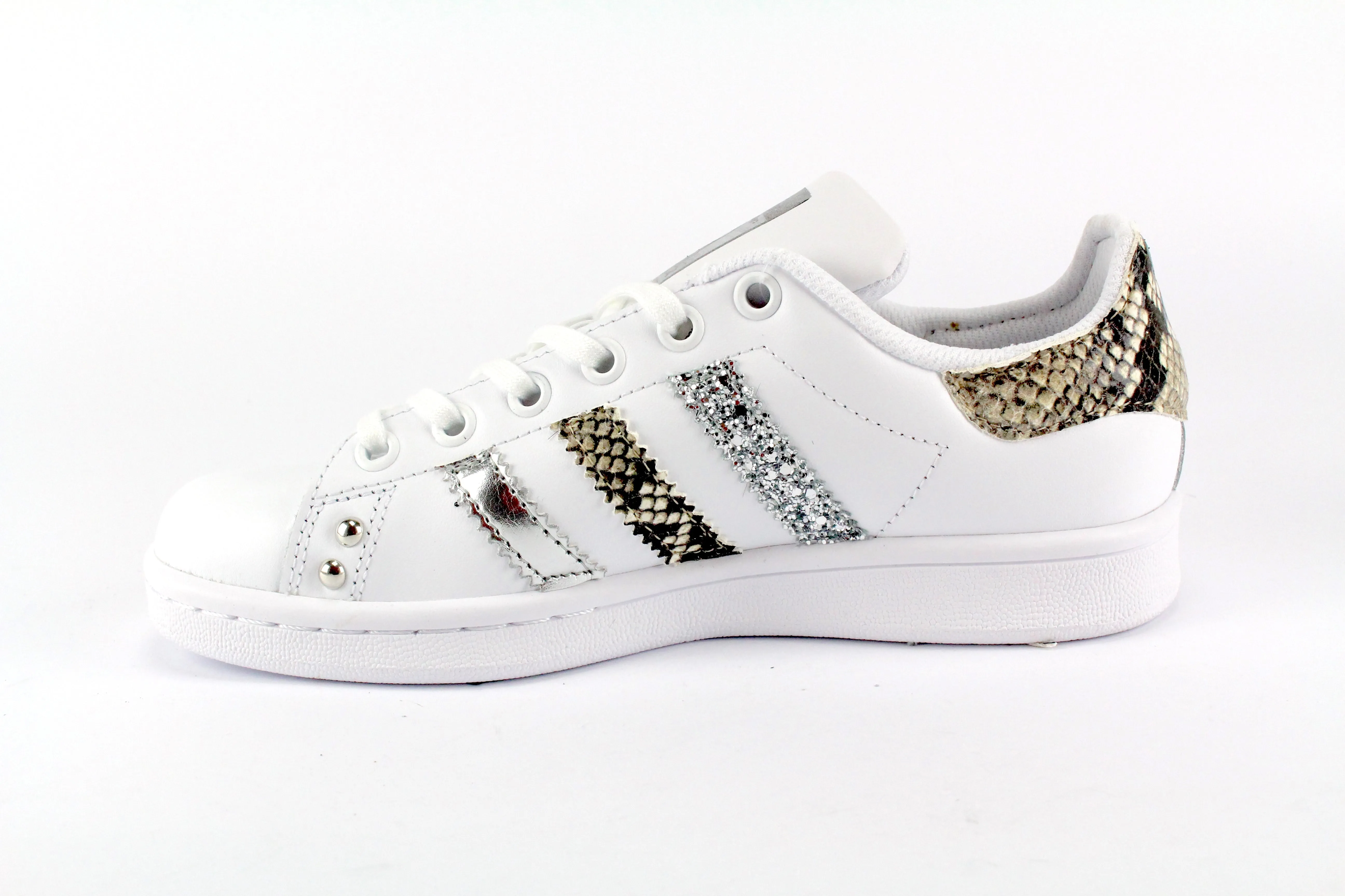 Adidas Stan Smith Pitonate Silver Glitter & Borchie