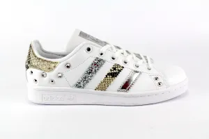 Adidas Stan Smith Pitonate Silver Glitter & Borchie