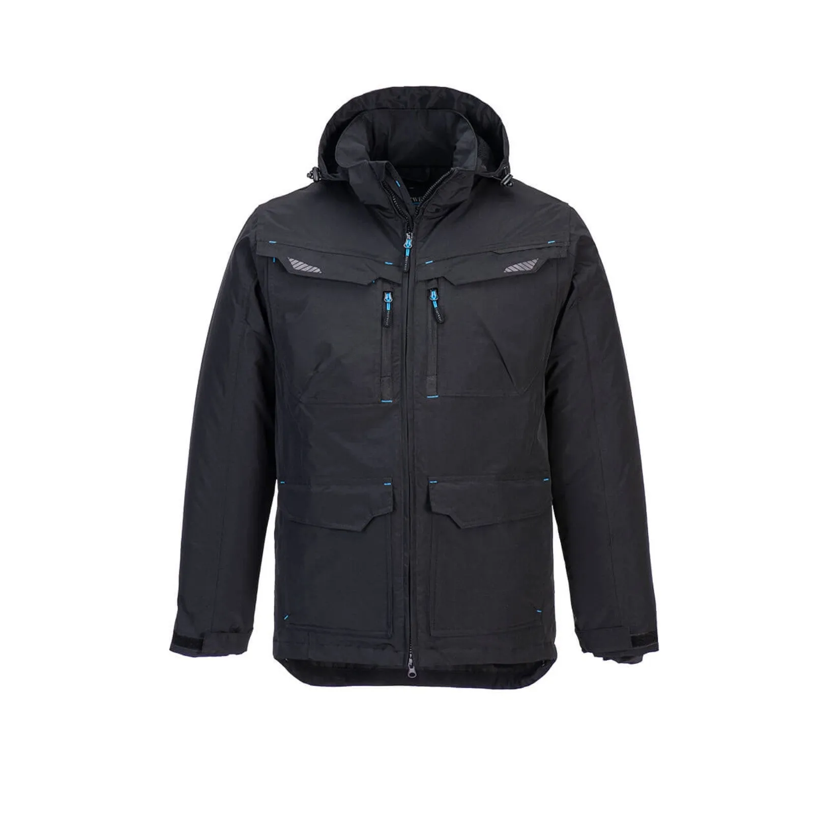 Giacca invernale imbottita impermeabile con cappuccio nera T. S-3XL PORTWEST WX3-T740