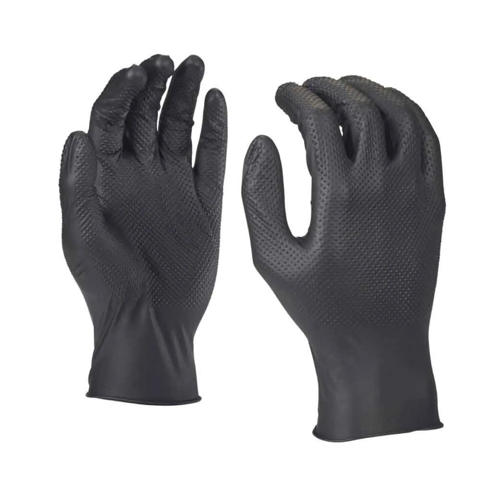 Guanti Nitrile NERO senza polveri con superficie esterna antiscivolo Taglia S-M-L-XL-2XL 50 pz