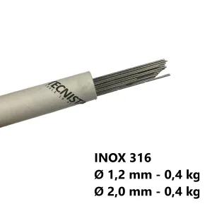 KIT Bacchette 316 Lsi Acciaio Inox diametro 1,2 2,0mm 0,8kg totali per Saldatura TIG Verghette Barrette Lunghezza 1000mm