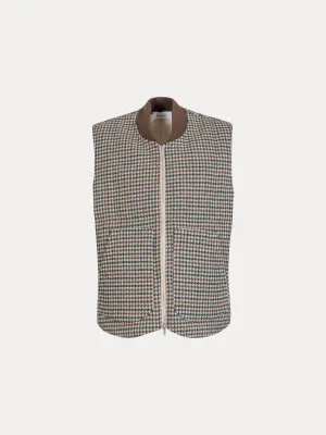 MICHAEL HOUNDSTOOTH VEST DARK SAND/PINE GREEN