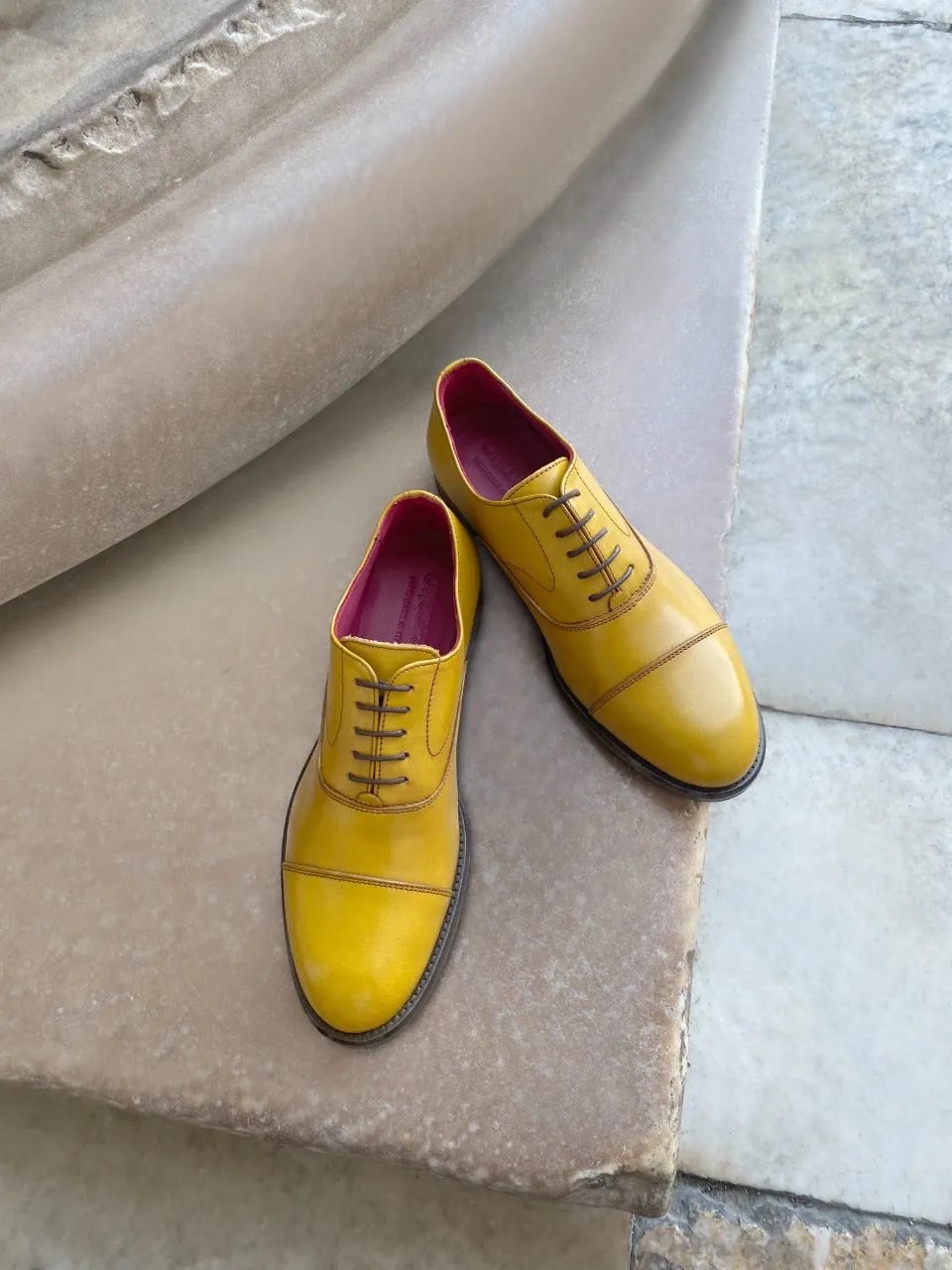 Scarpe Francesine in pelle di vitello lemon