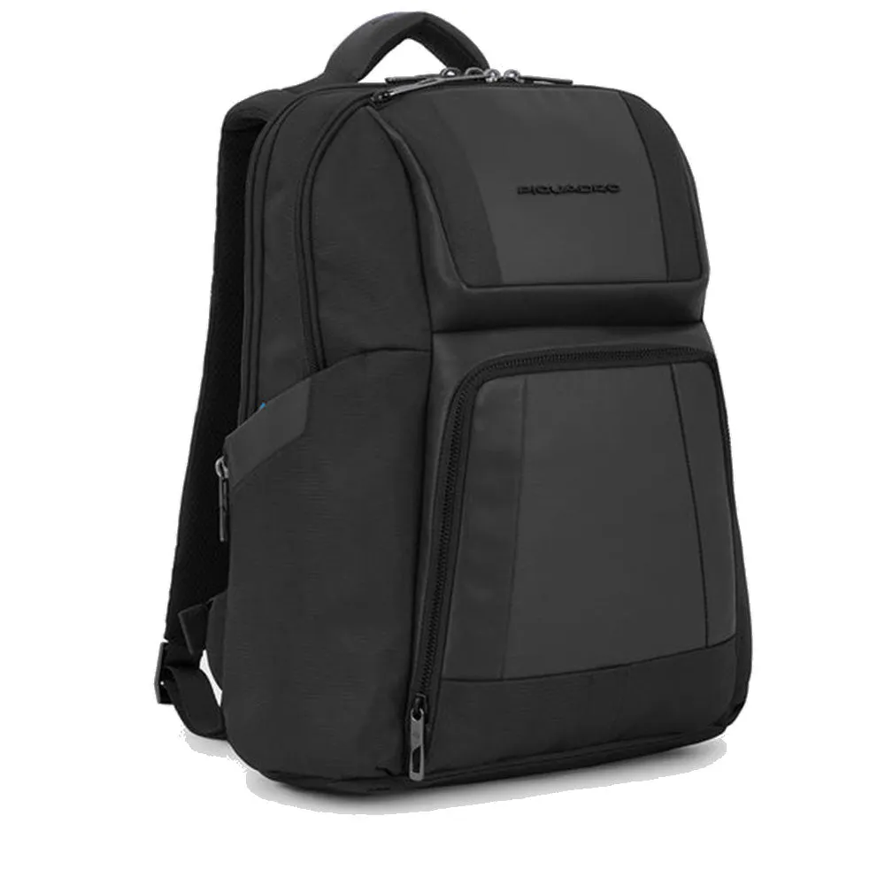 Zaino Uomo PIQUADRO con porta Pc 15,6 in Tessuto e Pelle colore Nero - CA6220W120